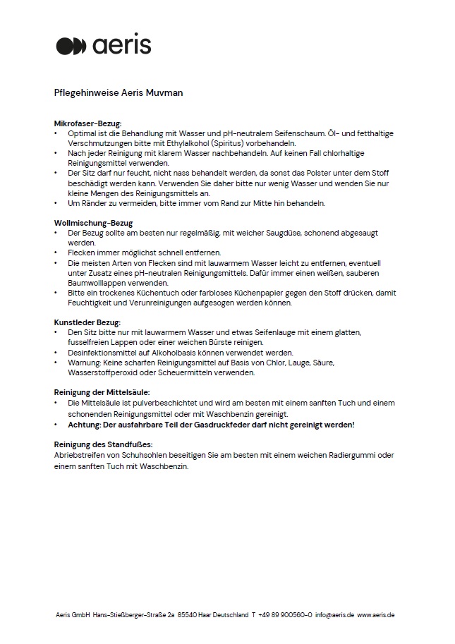 Aeris-Muvman-Pflegehinweise